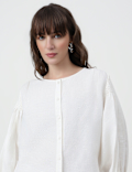 Linen Rich Plain Round Neck Top