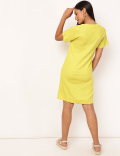 Linen Mix Plain V-Neck Dress