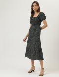 Printed Midi Square Neck Dress