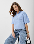 Linen Rich Cropped Shirt