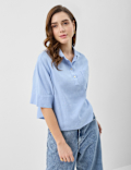 Linen Rich Cropped Shirt