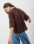 Linen Rich Cropped Shirt