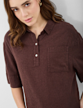 Linen Rich Cropped Shirt