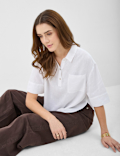 Linen Rich Cropped Shirt