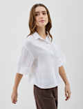 Linen Rich Cropped Shirt