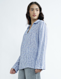 Linen Rich Plain Spread Collar Top