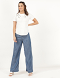Pure Cotton Embroidery Round Neck Top