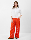 Linen-Rich Embroidered Beach Trousers