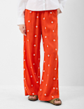 Linen-Rich Embroidered Beach Trousers