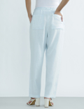 Linen Rich Plain Regular Fit Trousers