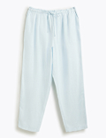 Linen Rich Plain Regular Fit Trousers