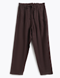 Linen Rich Plain Regular Fit Trousers