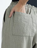 Linen Rich Plain Regular Fit Trousers