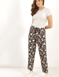 Flax Linen Mix Floral Regular Fit Trouser
