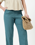 LINEN BLEND TAPERED ANKLE LENGTH TROUSER