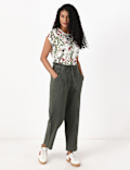 Linen Rich Paperbag Tapered Trousers
