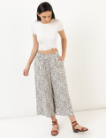 Linen Viscose Wide Cropped Pant