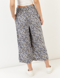 Linen Viscose Wide Cropped Pant