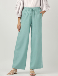 Linen Rich Wide Leg Trousers