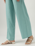 Linen Rich Wide Leg Trousers