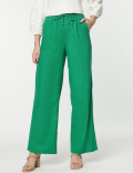 Linen Rich Wide Leg Trousers