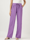 Linen Rich Wide Leg Trousers