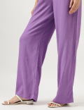 Linen Rich Wide Leg Trousers