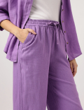 Linen Rich Wide Leg Trousers
