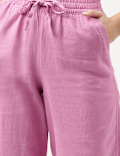 Linen Rich Wide Leg Trousers
