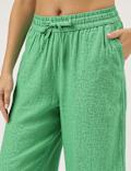 Linen Rich Wide Leg Trousers