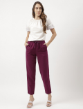Linen Mix Plain Straight Leg Trousers