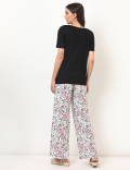 Flax Mix Floral Regular Fit Trousers