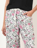 Flax Mix Floral Regular Fit Trousers