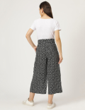 Linen Mix Printed Wide Leg Culottes