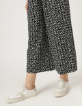 Linen Mix Printed Wide Leg Culottes