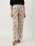 Linen Mix Printed Relaxed Fit Trouser