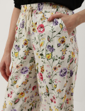 Linen Mix Printed Relaxed Fit Trouser