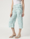 Linen-Blend Botanical Elasticated Trousers