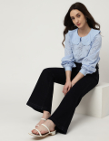 Cotton Mix Plain Flared Fit Jeans