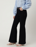 Cotton Mix Plain Flared Fit Jeans