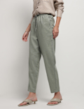 Linen Rich Drawstring Tapered Trousers