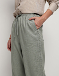 Linen Rich Drawstring Tapered Trousers