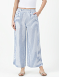 Linen Rich Stripe Relaxed Fit Trousers