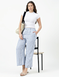 Linen Rich Stripe Relaxed Fit Trousers