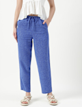 Linen Rich Plain Relaxed Fit Trousers