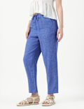 Linen Rich Plain Relaxed Fit Trousers