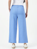 Linen Viscose Crop wide Leg Trousers