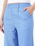 Linen Viscose Crop wide Leg Trousers