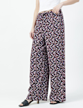 LINEN BLEND WIDE LEG TROUSER