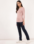 Straight Fit Cotton Blend Jeans